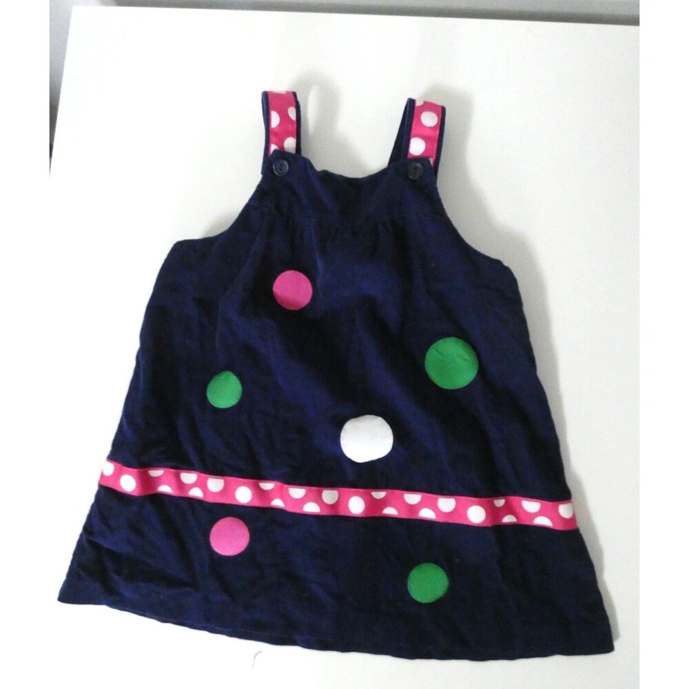 Funtasia Too Dallas Girls 4R Corduroy Embroidered Overall Dress Polka Dot Cotton